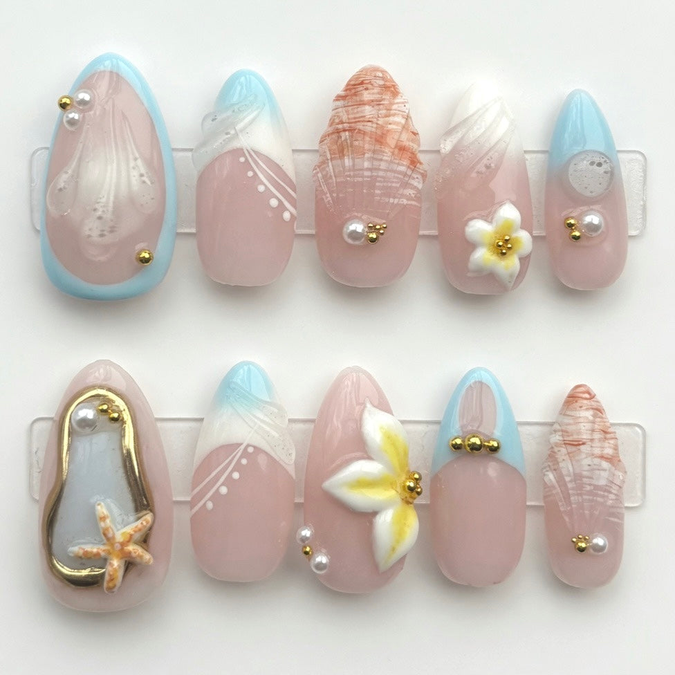 Seashell Coast | 100% Handmade Press-On Nails